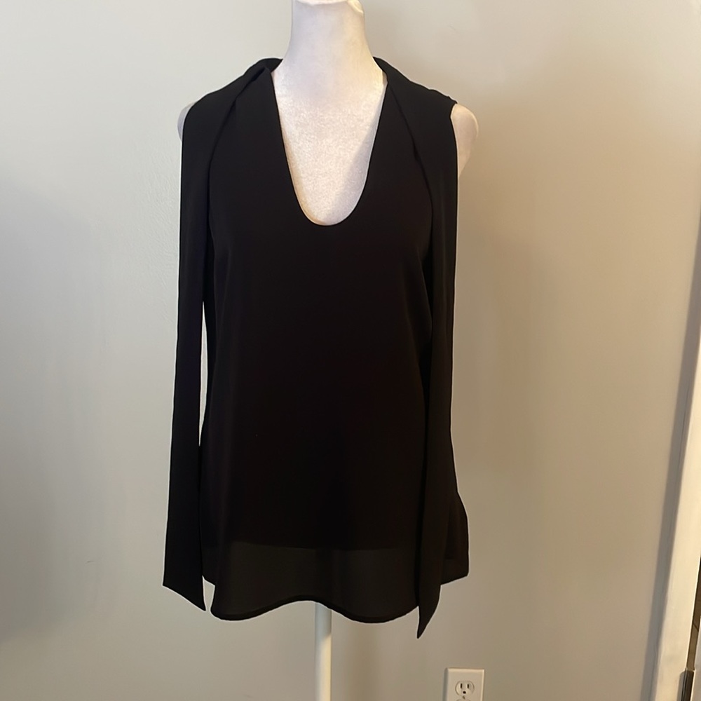 [Michael Kors] Black Tie Neck Blouse - Size 2